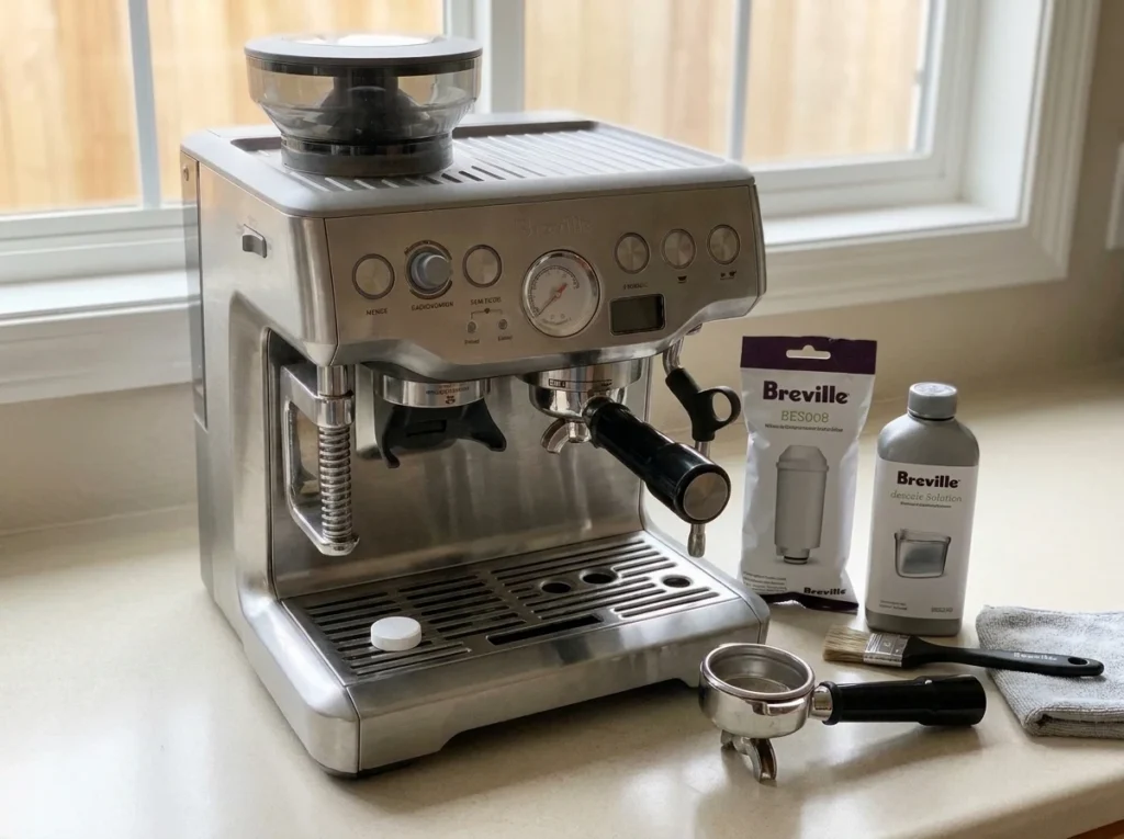 Breville BES876 cleaning tablet, water filter and descaling supplies