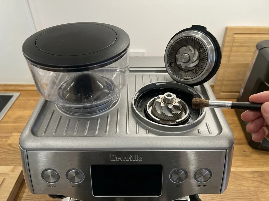 Barista Express Impress grinder hopper and burr-cleaning acces
