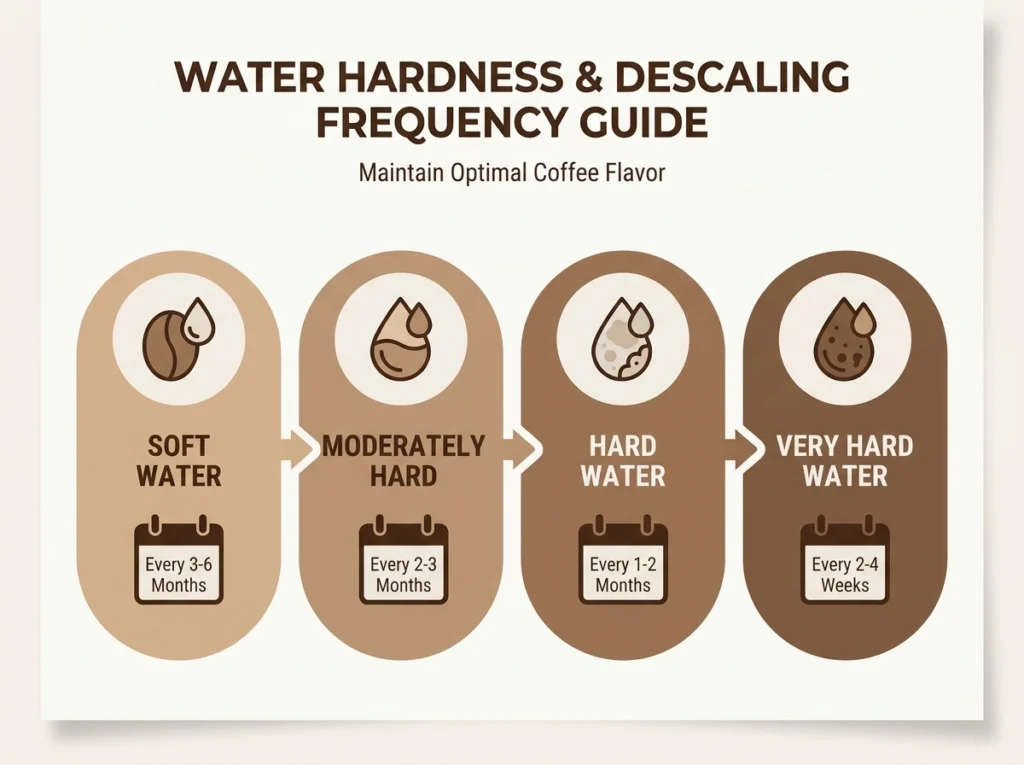 How often to descale a Breville espresso machine by water hardness