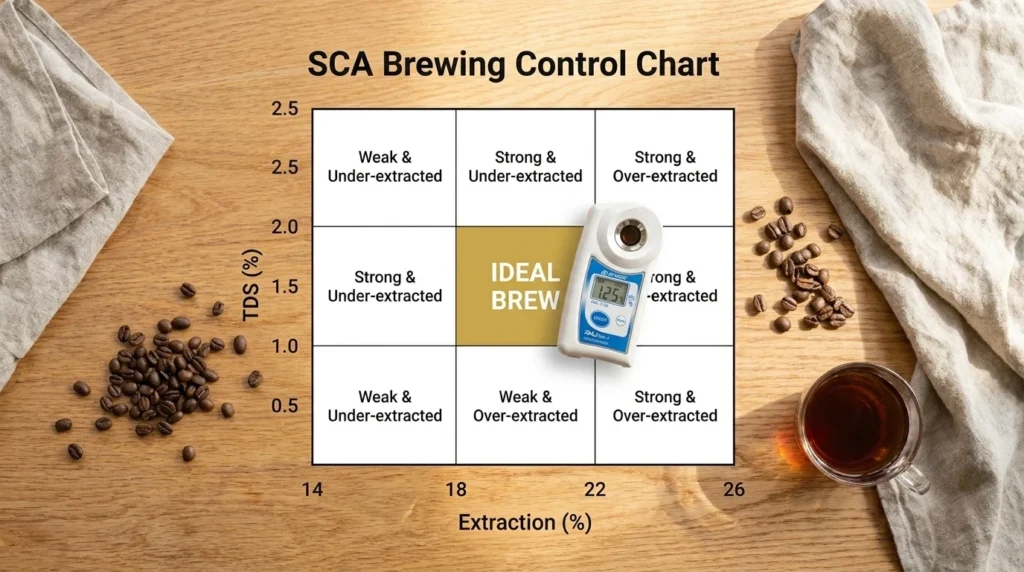 SCA Brewing Control Chart showing the Golden Cup zone